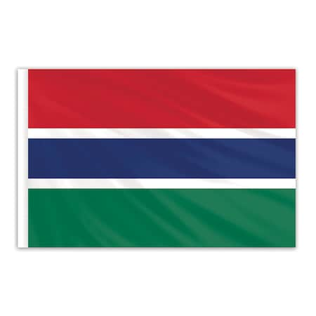 Gambia Indoor Nylon Flag 2'x3' With Gold Fringe